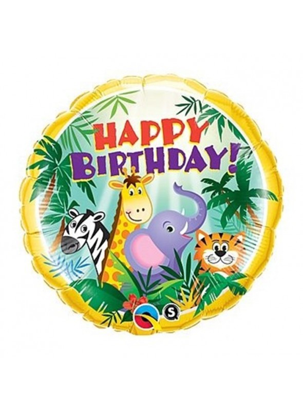 Balão Metalizado Happy Birthday Animais – 1 unidade