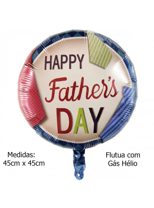 Balão Metalizado Feliz Dia Dos Pais Gravatas 45cm 18 Polegadas