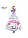 Balão Metalizado Feliz Aniversário Triângulo 52x84cm Flutua