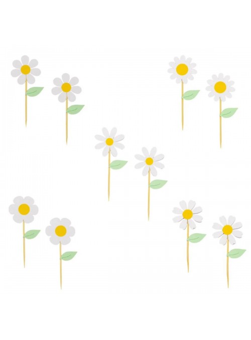 Toppers para Doces e Cupcakes Flores Margaridas 10 Unidades
