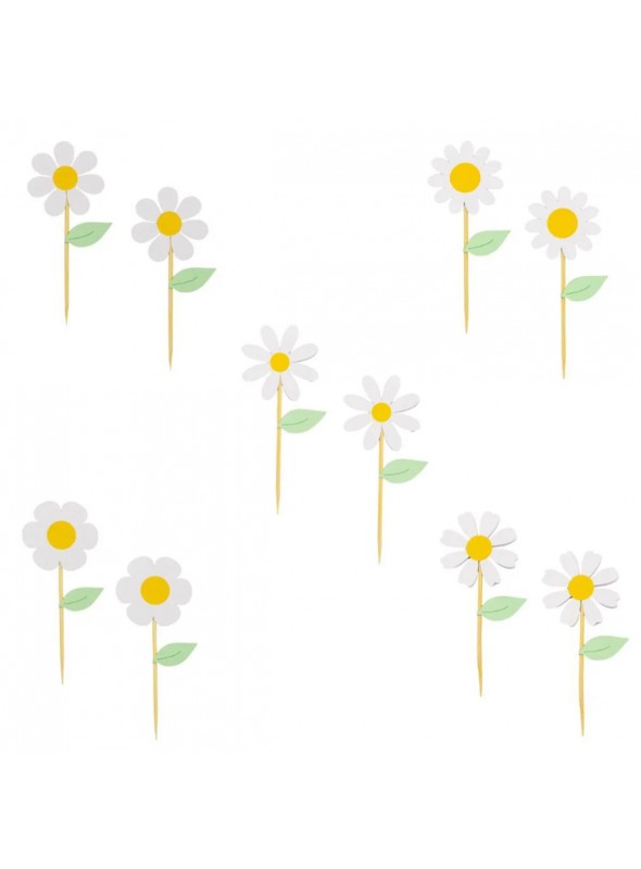 Toppers para Doces e Cupcakes Flores Margaridas 10 Unidades