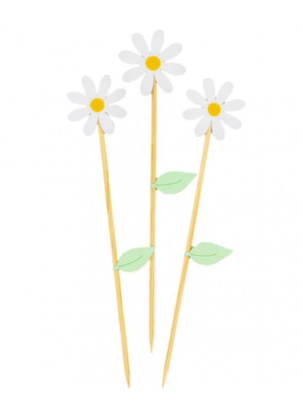 Topo para Bolo Flor Margarida 3 Unidades