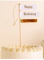 Topo para Bolo Happy Birthday Dourado Aniversário Tem Festejo