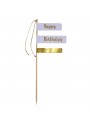 Topo para Bolo Happy Birthday Dourado Aniversário Tem Festejo