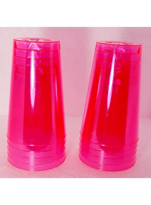 Copo Acrílico Resistente Rosa Neon 200ml 10unid Descartáveis
