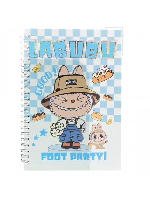 Caderno Espiral Labubu Azul 14,5x21 70 Folhas Bloco De Notas