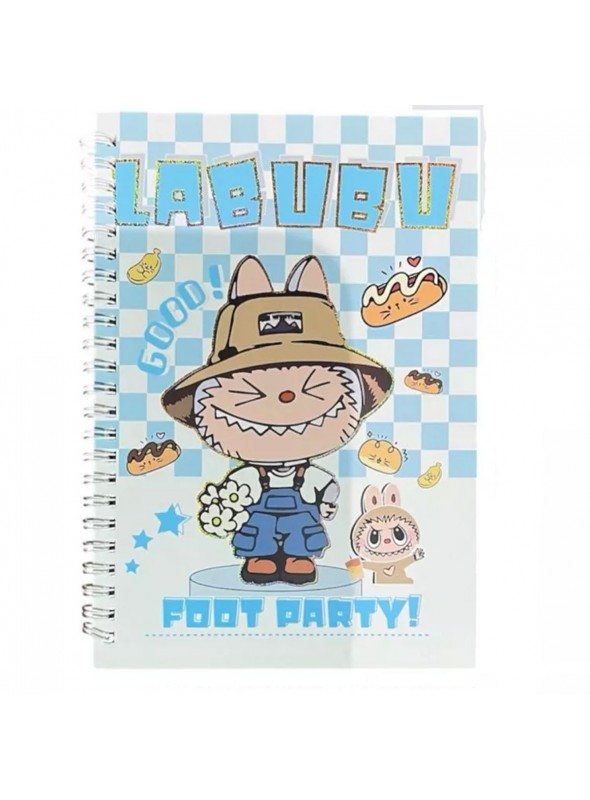 Caderno Espiral Labubu Azul 14,5x21 70 Folhas Bloco De Notas