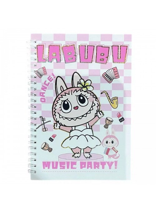 Caderno Espiral Labubu Rosa 14,5x21 70 Folhas Bloco De Notas