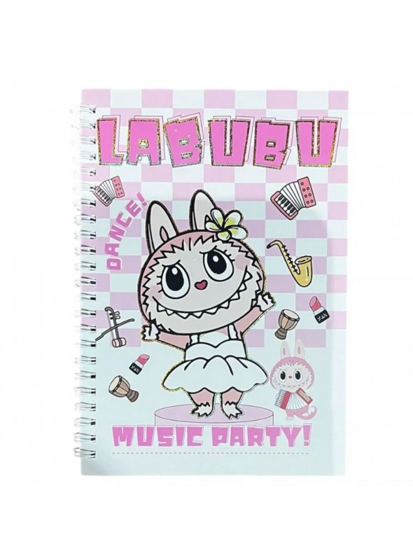 Caderno Espiral Labubu Rosa 14,5x21 70 Folhas Bloco De Notas