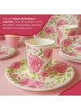 Prato e Copo de Papel Estampado Rosas 10 Pratos e 10 Copos