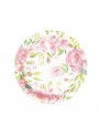 Prato e Copo de Papel Estampado Rosas 10 Pratos e 10 Copos