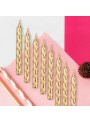 Velas de Bolo Aniversário Espiral Dourada – 8 unidades