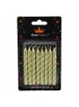 Velas de Bolo Aniversário Espiral Dourada – 8 unidades