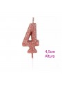Vela de Aniversário Número 4 Glitter Rose Gold 4,5cm