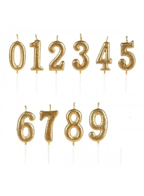 Vela de Aniversário Número 7 Glitter Dourado 4,5cm