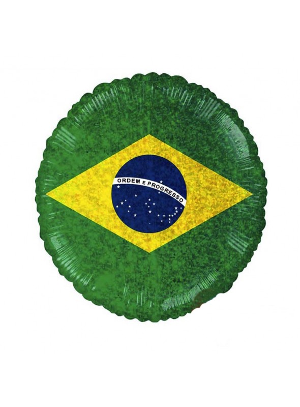 Balão Bexiga Metalizada Bandeira do Brasil Holográfica – 1 unidade
