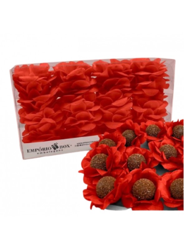Forminhas Para Doces Flor Nena Super Seda Vermelha 40 Unidades