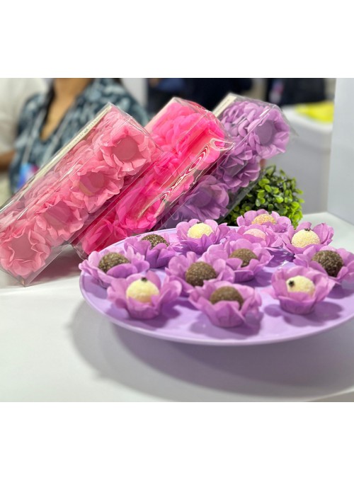 Forminhas Para Doces Flor Nena Super Seda Azul Bebê 40 Unidades