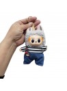 Labubu Monsters Com Roupa Blusa Listrada e Calça Jeans Edição Especial Chaveiro 1 Unidade