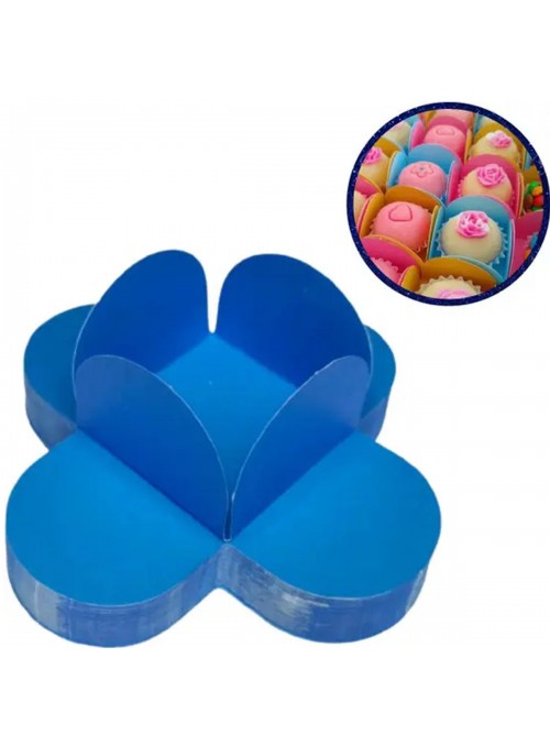 Forminhas para Doces 4 Pétalas Azul 3,0cm x 2,0cm 50 unidades