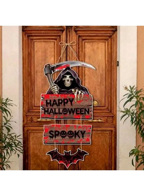 Enfeite Decorativo Happy Halloween Assustador Caveira 54cm