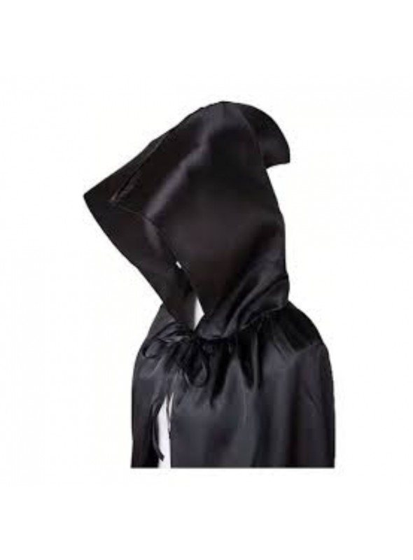 Capa Fantasia Vampiro Com Capuz Preto 120cm