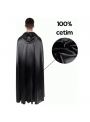 Capa Fantasia Vampiro Com Capuz Preto 120cm