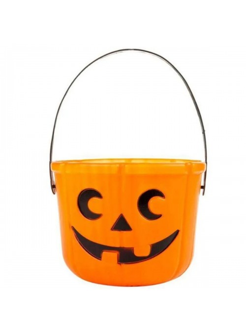 Baldinho Balde Halloween Abóbora Laranja 17cm Silver Festas