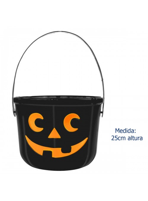 Baldinho Balde Halloween Abóbora Preto Tamanho G