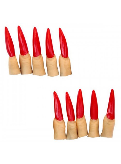 Unhas De Bruxa Vermelhas Halloween Látex 10 Unidades Adereço
