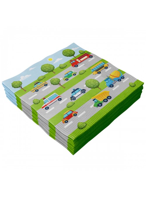 Guardanapos de Papel Festa Carros 33x33cm 20 Folhas Descartáveis