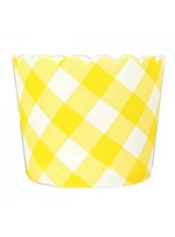 Forminhas para Cupcake de Papel Forneáveis Xadrez Amarelo Vichy 20 Unidades