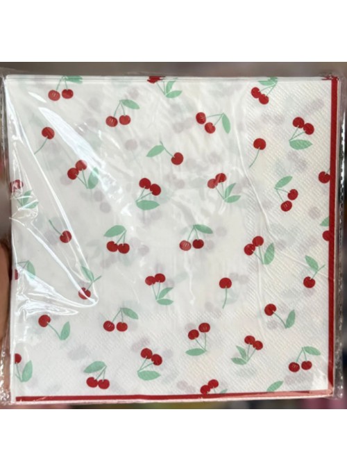 Guardanapo De Papel Cerejas 16,5cm 20 Unidades Descartáveis