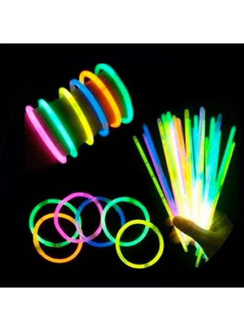 Pulseiras Neon Tubo Com 15unid Kit Festa Brilho Fluorescente
