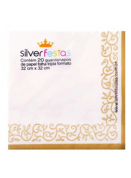 Guardanapos de Papel Luxo Arabesco Dourado – 20 unidades