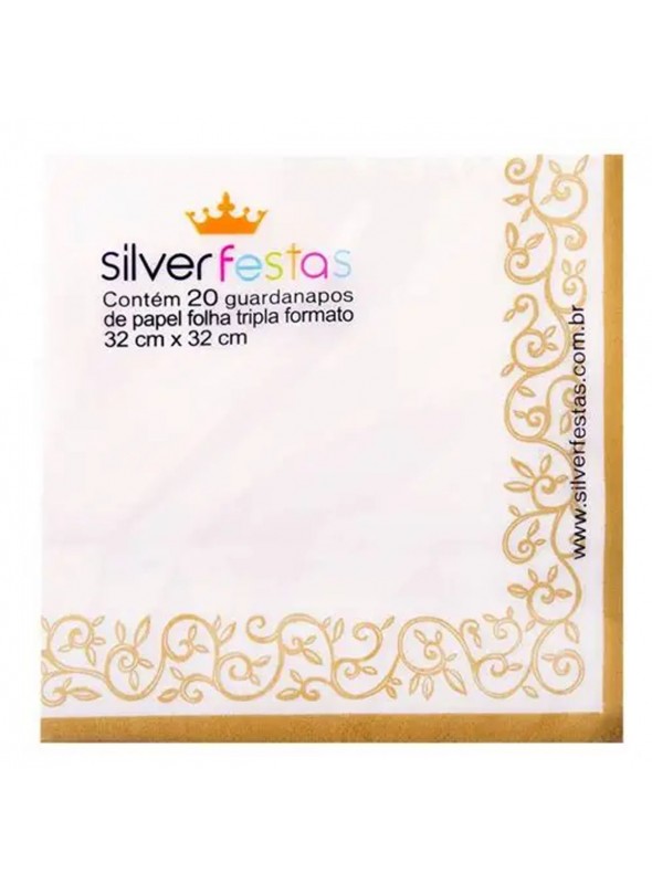 Guardanapos de Papel Luxo Arabesco Dourado – 20 unidades