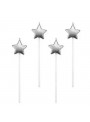 Vela de Aniversário Estrela Prata 13,5cm Silver Festas 4 Unidades