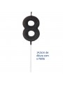 Vela De Aniversário Número 8 Glitter Preto 14,5cm Velas Aniversário