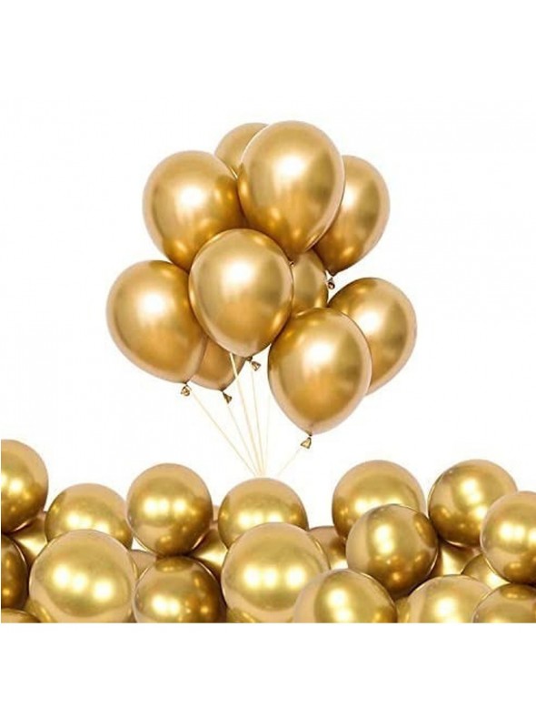 Balões de Látex Dourado Metálico 11 Polegadas 28cm São Roque 25 Unidades