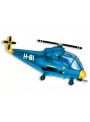 Balão Bexiga Metalizada Helicóptero Azul 31 Polegadas 79cm Flexmetal