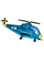 Balão Bexiga Metalizada Helicóptero Azul 31 Polegadas 79cm Flexmetal