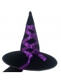 Chapéu De Bruxa Halloween Veludo Preto Laço Trançado Roxo