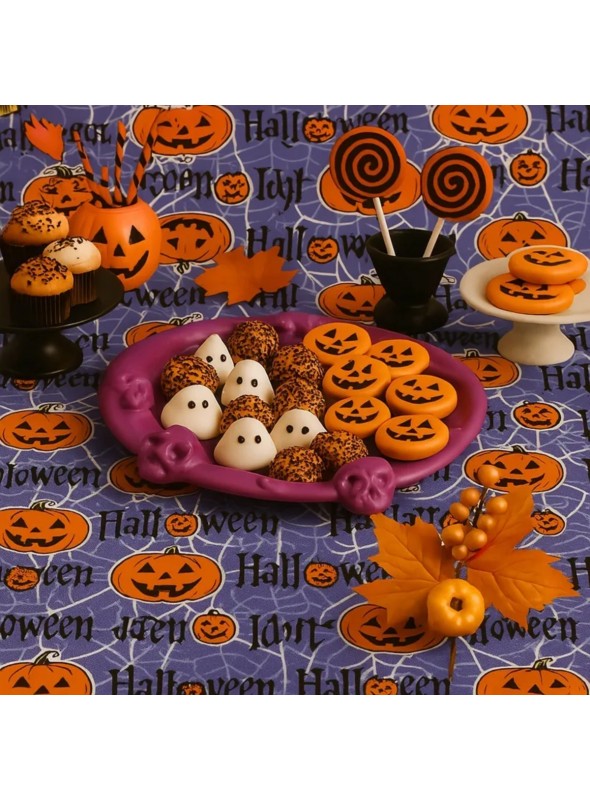Tnt Estampado Abóbora Com Fundo Roxo Halloween 2m X 1,40m