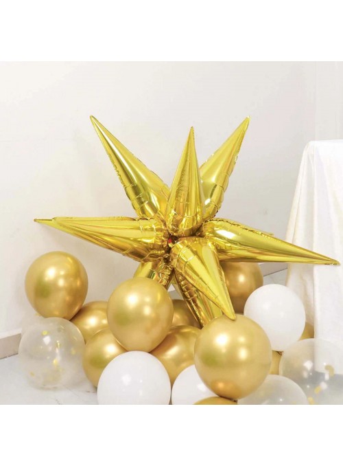 Balão Metalizado Estrela Dourada 14 Pontas 21 Polegadas 54cm