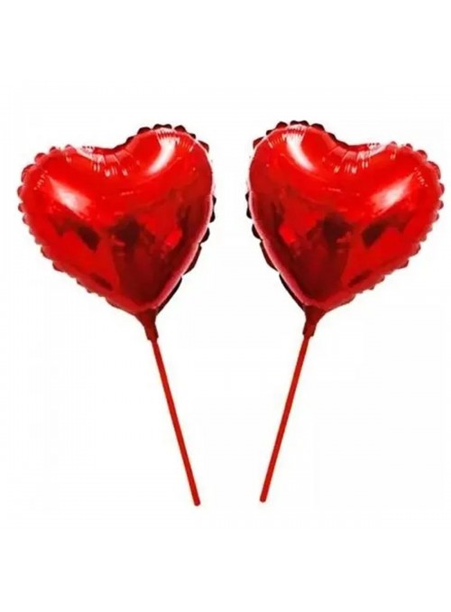 Balão Metalizado Coração Vermelho 10 Polegadas 25,3cm 6 Unidades