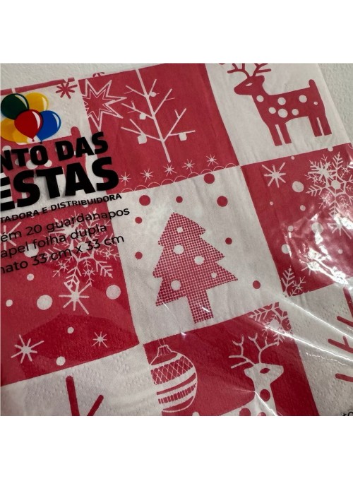 Guardanapo De Papel Festa Natal Natalino Vermelho 20 Unid