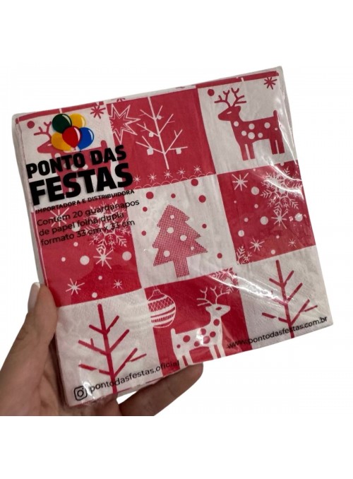 Guardanapo De Papel Festa Natal Natalino Vermelho 20 Unid