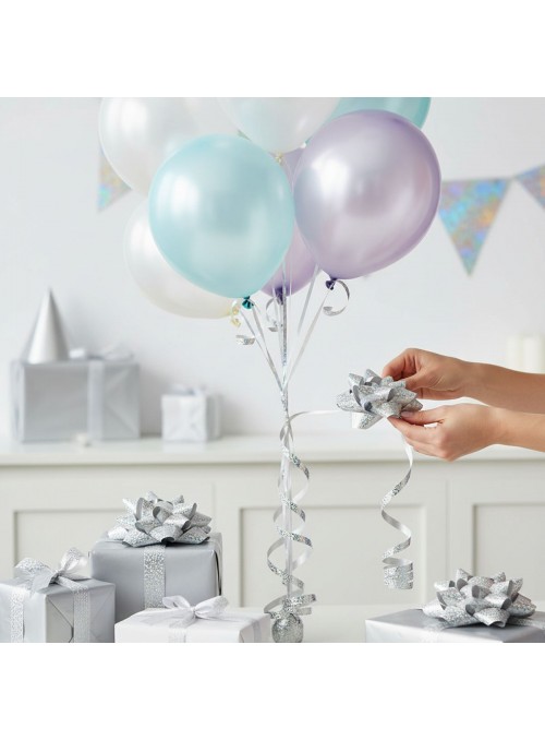 Fitilho para Balão Holográfico Prata 5mm x 20m Silver Festas