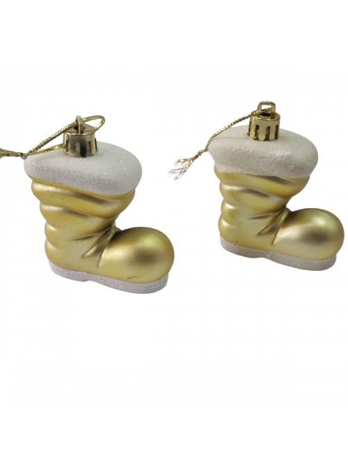 Enfeite para Pendurar Árvore de Natal Bota Papai Noel Dourada 6 Unidades