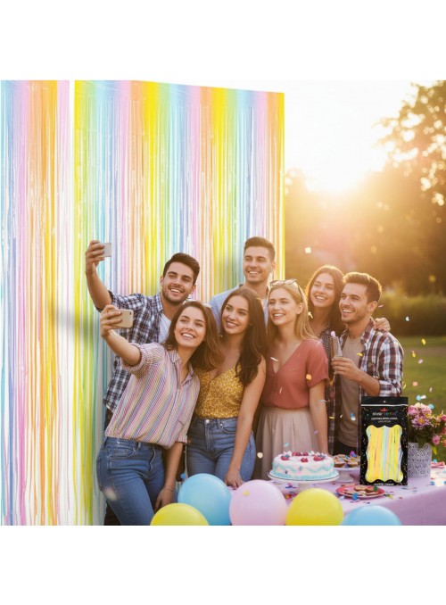 Cortina Metalizada Laminada Colorida Candy Colors Decoração de Festa 1m x 2m Silver Festas